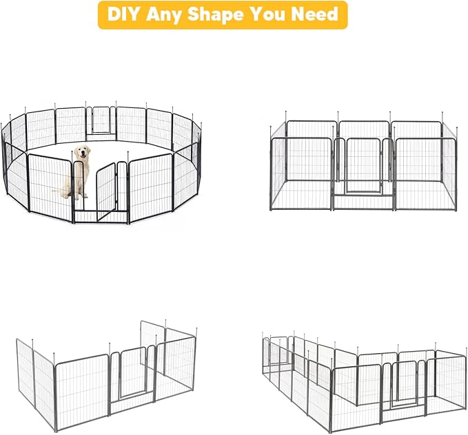 TMEE Dog Playpen, 40" Height 16 Panels Outdoor Dog Fence Pet Play Pen, Puppy Pens for Large/Medium/Small Dogs, Ideal for RV, Camping, Yard, Indoor