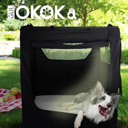 Soft Collapsible Dog Crate for Large Dogs - 42 Inch Foldable Soft Dog Kennel with Durable Mesh Windows, Indoor & Outdoor Portable Travel Dog Crate, Black, 42x31x31 Inches
