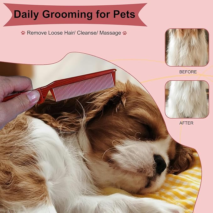 Folding Small Dog Grooming Brush - Perfect for Shih Tzus, Yorkies, and Maltipoos - Ideal Puppy Hair Brushes for Maltese and Small Breeds (Red)