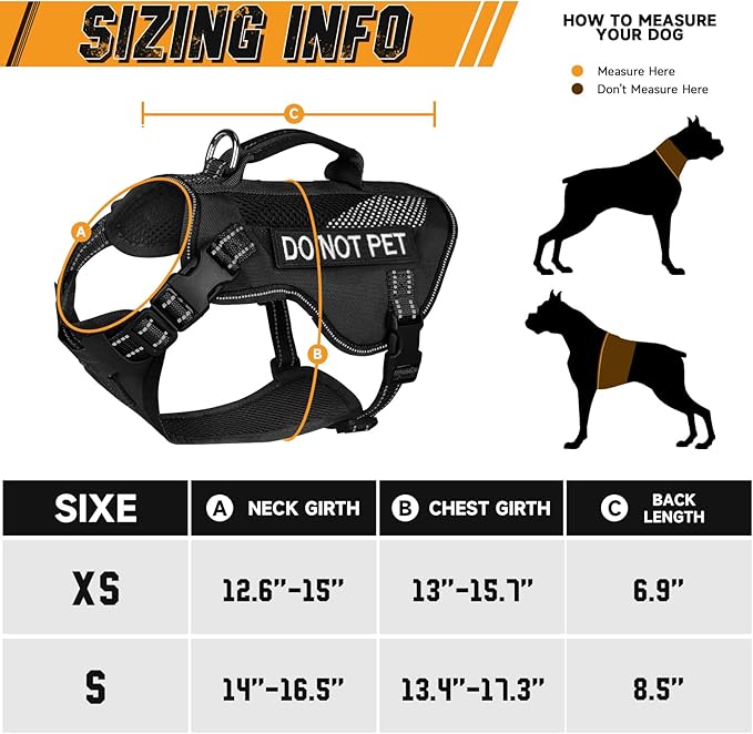 Tactical Dog Harness for XSmall Dogs, Breathable Mesh Dog Vest Tactical Puppy Harness with Handle, Reflective Military Dog Vests Harness for Outdoor Training Walking