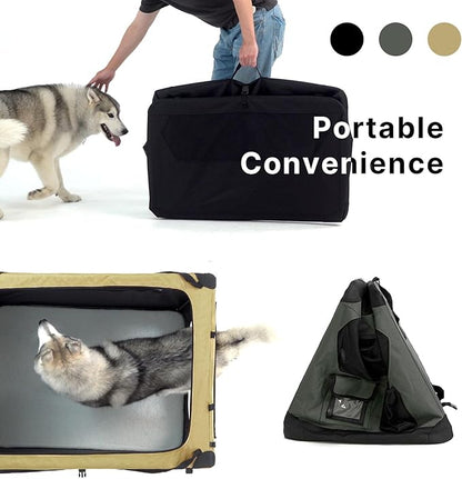 Soft Collapsible Dog Crate for Large Dogs - 30 Inch Foldable Soft Dog Kennel with Durable Mesh Windows, Indoor & Outdoor Portable Travel Dog Crate, Grey, 30x21x21 Inches