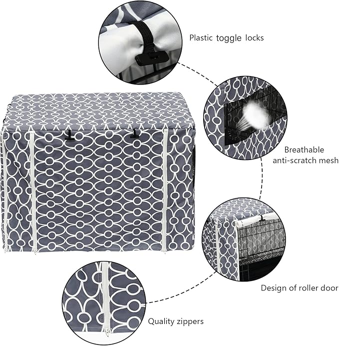 Pethiy Dog Crate Cover Durable Polyester Pet Kennel Cover Universal Fit for Wire Dog Crate - Fits Most 42 inch Dog Crates - Cover only