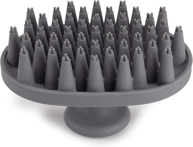 Dexas BrushBuster Silicone Gentle Dog Grooming and Massage Brush, Light Gray