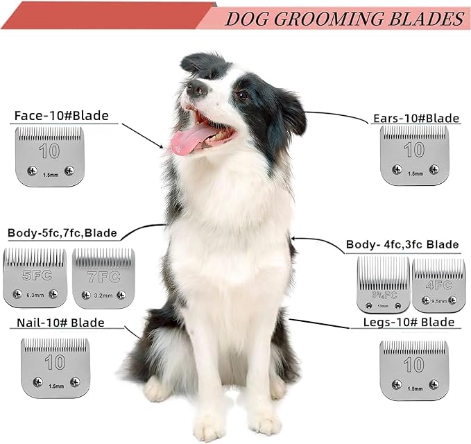 Size 10/30/40 Detachable Pet Dog Grooming Ceramic Blades Compatible with Oster A5,Wahl KM10 Series Clipper,Cut Length 1/100 to 1/50 to 1/16 in, (10+30+40(3 Count))