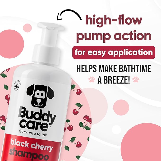 Black Cherry Dog Shampoo by Buddycare | Deep Cleansing Shampoo for Dogs | Black Cherry Scented | with Aloe Vera and Pro Vitamin B5 (33.8oz)