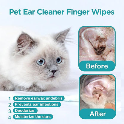 Dog Teeth Cleaning Wipes Dog Eyes Wipes Dog Ear Wipes Finger (3 Pack 200 Wipes) Pet Cleaning Wipes Kit,Dog Wipes Cleaning Deodorizing for Removing Plaque and Tartar & Ear Wax & Eye Secretions
