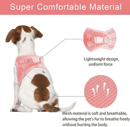 TwoEar Dog Vest Harness Reflective, No-Pull Pet Harness Easy Control with Breathable Mesh, Soft Puppy Step-in Harness No-Choke for Outdoor Walking, Training for Small Dogs(S, Pink)
