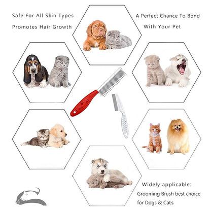 Pet Comb for Dogs & Cats,Small Dog & Cat Grooming Comb 3 Combs,Pet Long & Short Stainless Steel Teeth Shedding Comb for Removing Matted Fur, Knots & Tangle(3pack)