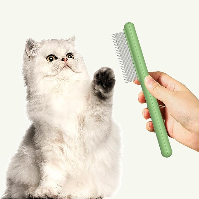 Small Dog Grooming Brush,Puppy Hair Brush for Shedding Tangles Pet Hair Removal Comb Stainless Steel Teeth Flea Comb - Perfect for Shih Tzus,Yorkies,Maltipoos,Maltese,Small Breeds (Long & short teeth)
