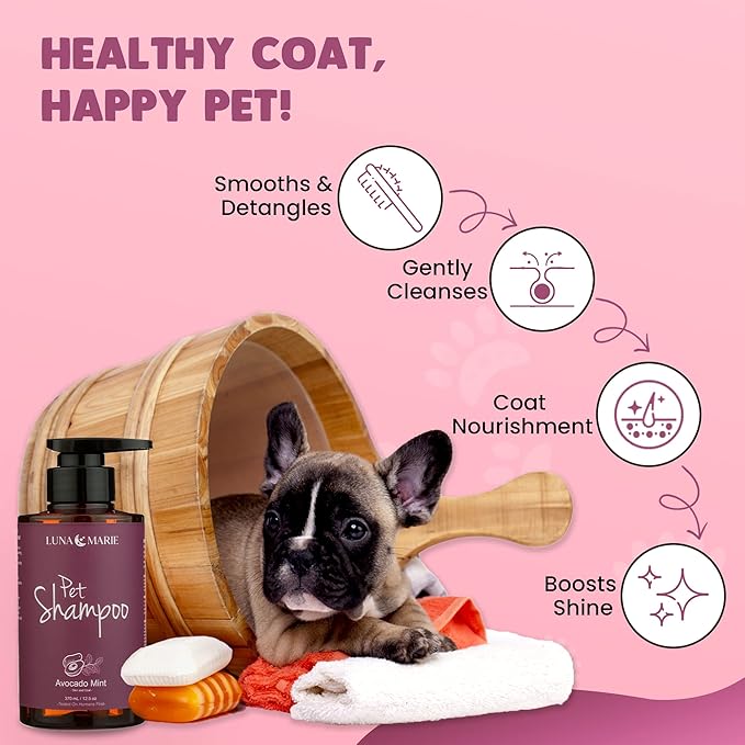 Avacado Mint Pet Shampoo | 100% Cruelty-Free and Vegan Pet Shampoo for Grooming, Dry and Itchy Skin, Moisturizing Gentle Formula for Dogs and Cats (Avacado, 12.5oz)