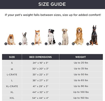 Bedsure Large Patterned Dog Bed for Large Dogs, Outdoor Waterproof Orthopedic Egg Foam Dog Bed Comfort Pet Mats for Crate with Removable Washable Cover(35"x22", Black)
