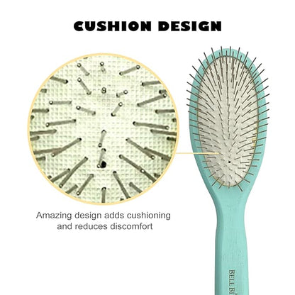 Der Meister Pin Brush, Pets Shedding Tool for Dogs and Cats, Dematting and Grooming with All Hair Types, Remove Loose Fur, Undercoat, Mats, Tangled Hair, Knots (Green)