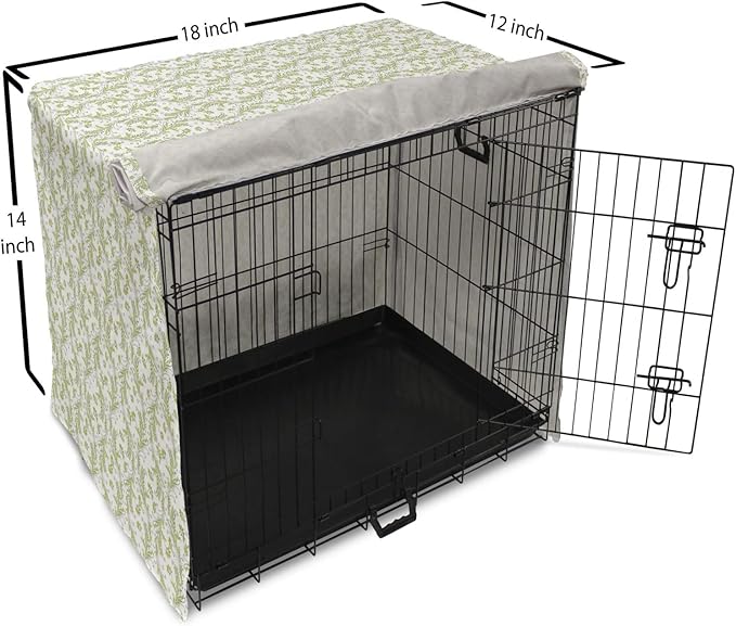 Ambesonne Flower Dog Crate Cover, Paisley Leaf Antique Stem Swirl Traditional Damask Fashion Stylize Flora, Easy to Use Pet Kennel Cover for Small Dogs Puppies Kittens, 18 Inch, Black White