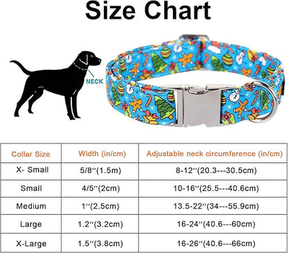 Maca Bates Christmas Collars for Dogs Cotton Soft Christmas Tree Dog Collar with Metal Buckle Winter Dog Collar Adjustable for Small Medium Large Dog