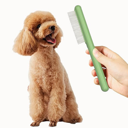 Small Dog Grooming Brush,Puppy Hair Brush for Shedding Tangles Pet Hair Removal Comb Stainless Steel Teeth Flea Comb - Perfect for Shih Tzus,Yorkies,Maltipoos,Maltese,Small Breeds (Wide teeth)