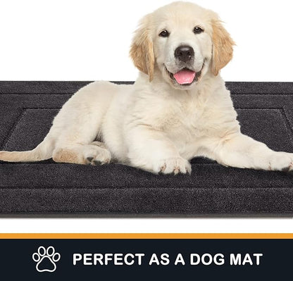 PURRUGS Dirt Trapper Door Mat 32" x 70", Non-Slip/Skid Machine Washable Entryway Rug, Dog Door Mat, Super Absorbent Welcome Mat for Muddy Wet Shoes and Paws, Charcoal