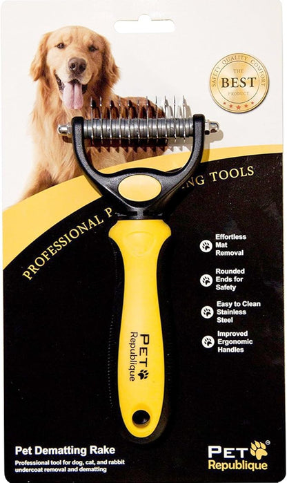 Pet Republique Dog Dematting Tool – Matt Splitters for Dogs, Cats, Rabbits, Long Haired Breed Pets – Effective Pet Dematting, Mat Remover, De-Matting Comb, or Dematter (6+11 Teeth)