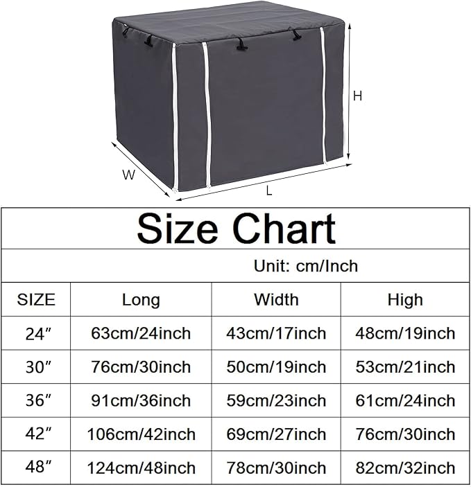 Geyecete Dog Crate Cover - Dog cage Covers Universal Fit for 24-48Inch Wire Dog cage, Lightweight Polyester Fabric, Breathable Double Door Dog Cage Cover-Gray-42 Inch