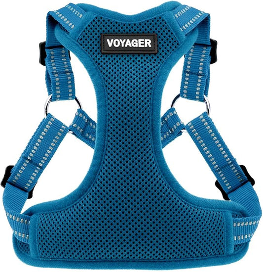 Best Pet Supplies Voyager Adjustable Dog Harness with Reflective Stripes for Walking, Jogging, Heavy-Duty Full Body No Pull Vest with Leash D-Ring, Breathable All-Weather - Harness (Turquoise), XS