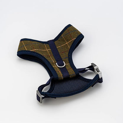 HUGO & HUDSON Dog Harness, No-Pull Anti Choke Tweed Harness Vest, Dark Green Checkered, XS