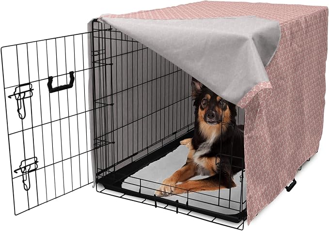 Lunarable Damask Dog Crate Cover, Victorian Ornate Feminine Pattern Old Fashioned Repeated Curly Floral Leaves, Easy to Use Pet Kennel Cover for Medium Large Dogs, 36 Inch, Beige Rose