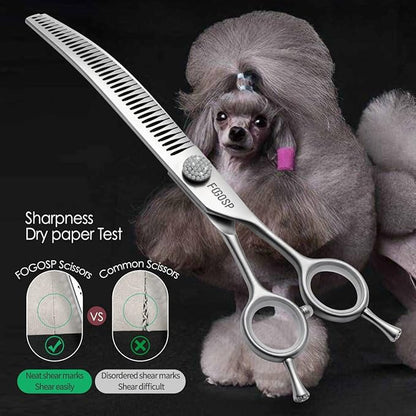 8.0'' Curved Chunkers Shears for Dog Grooming Professional Magic Dog Grooming Scissors with Big Artificial Diamonds 38 Teeth for Large Dog(8.0 in, Curved Chunkers)