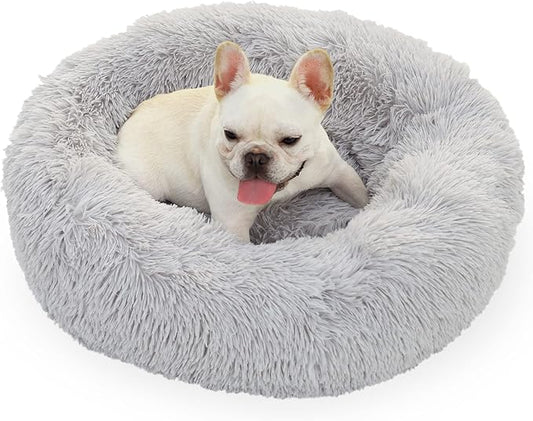 nononfish Dog Beds for Medium Dogs Washable，28 inches Gray Calming and Anti Anxiety Fits up to 45 lbs Pets Beds for Medium Dog.