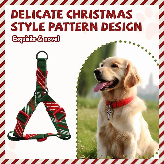 Dog Harness for Medium Dogs Step-in Adjustable Dog Harness, Red Mix Green,M
