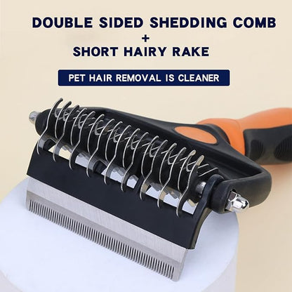 Pt brush for shedding，Dematting comb for Dogs, Cat deshedding Brush, Dog Grooming Rakes for long haired Dogs-Double Sided Shedding,Pet undercoat brushes Reduce Shedding by 95% (Green)