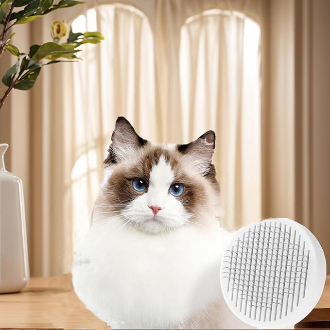 Self-Cleaning Pet Shedding Brush - Gentle Massage Brush For Dogs And Cats Reduces Shedding By 90%, One-Piece Press Design Separates Hair With Ease, 3 Colors (Blue, Pink, Gray) (Gray)