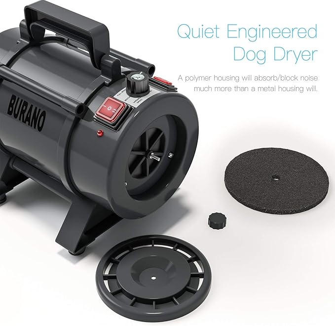 Dog Dryer, High Velocity Pet Hair Dryer, 4.3HP Stepless Adjustable Speed Dog Hair Force Dryer, Powerful Pet Blower with Heater