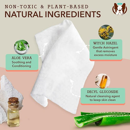 Natural Dog Company Grooming Wipes with Aloe Vera, Cleanses, Soothes, & Deodorizes, Fragrance Free, Hypoallergenic, Biodegradable - Dog Wipes for Ear, Paws, Face and Butt (50 ct)