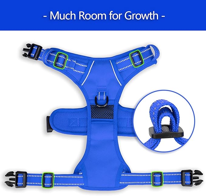 PoyPet No Pull Dog Harness, No Choke Reflective Dog Vest, Adjustable Pet Harnesses with Easy Control Padded Handle for Small Medium Large Dogs(Royal Blue,XL)