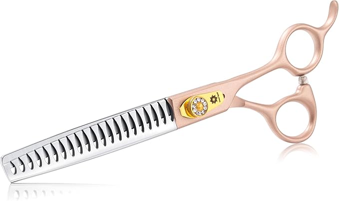 7 Inches Professional Pet Grooming Scissors, 440C Japanese Steel Straight & Curved & Thinning & Chunker Shears/Scissors for Dog Cat and More Pets (7 inch-Chunker Scissors)