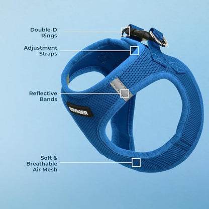 Voyager Step-in Air Dog Harness - All Weather Mesh, Reflective, No Pull Harness for Small, Medium Dogs, Cats - Secure with Hook & Loop Fastener, Buckle, Double D-Rings - Royal Blue, XL