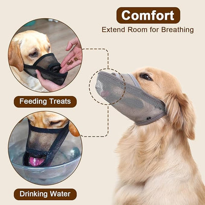 Crazy Felix Nylon Dog Muzzle for Small Medium Large Dogs, Air Mesh Breathable and Drinkable Pet Muzzle for Anti-Biting Anti-Barking Licking(Black,M)