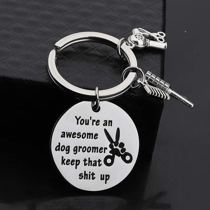 WSNANG Dog Groomer Gift You're an Awesome Dog Groomer Keychain Pet Groomer Gift Thank You Gift