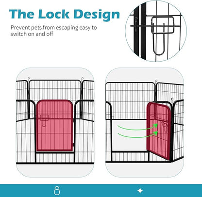 FDW Dog Playpen Dog Pen Dog Kennel 24 Panels 24 Inch Hight Indoor Outdoor Folding Metal Portable Puppy Exercise Pen Heavy Duty Dog Fence for Yard Camping,Black