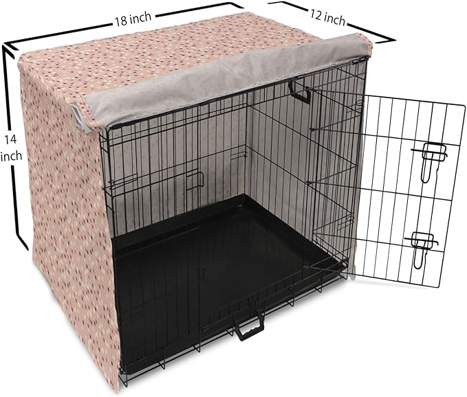 Lunarable Dusty Rose Dog Crate Cover, Square Shapes Mosaic Tile Design Rows in Retro Tones Geometrical Colorful, Easy to Use Pet Kennel Cover for Small Dogs Puppies Kittens, 18 Inch, Rose Peach Plum