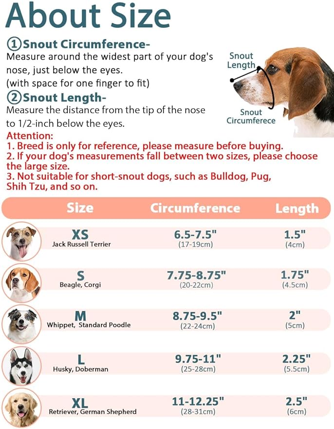 LUCKYPAW Dog Muzzle, Mesh Dog Muzzle for Large Medium Small Dogs, Soft Muzzles for Biting Chewing Fierce Barking, Breathable Muzzle with Adjustable Strap for Training (Brown, M(Snout:8.75"-9.5"))