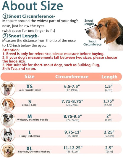 LUCKYPAW Dog Muzzle, Mesh Dog Muzzle for Large Medium Small Dogs, Soft Muzzles for Biting Chewing Fierce Barking, Breathable Muzzle with Adjustable Strap for Training (Brown, M(Snout:8.75"-9.5"))