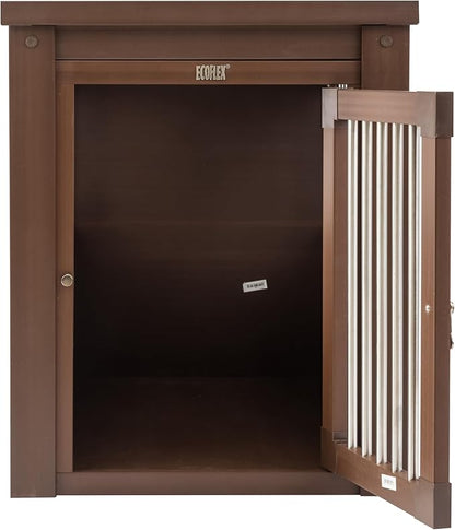 New Age Pet® ECOFLEX® Dog Crate End Table - Medium, Russet Brown, Durable Wood-Plastic Composite with Stainless Steel Latch, Easy Assembly, Fits Dogs Up to 50lbs, Compatible with Inn Place Cushion