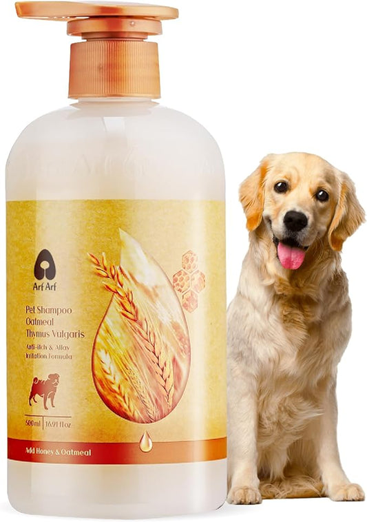 Arf Arf Dog Shampoo Itch Relief, Allay Itch & Irritation Oatmeal Formula, Soothes Dryness and Itching, Long-Lasting Moisture and Natural Fragrance, Suitable for All Breeds and Ages - 16oz