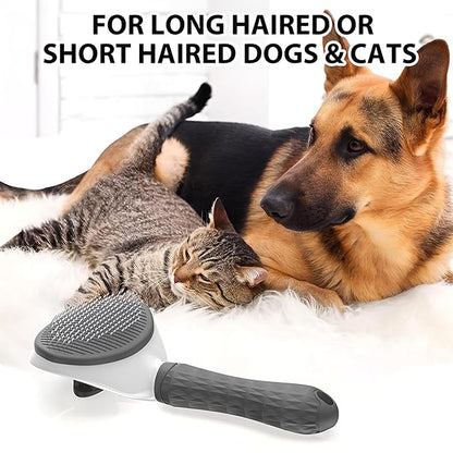 FurGlam Pet Grooming & Massaging Brush for Dogs and Cats, Slicker Bristles for De-Shedding, Detangling, and Coat Grooming, Medium, Grey/white
