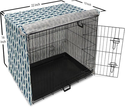 Lunarable Chevron Dog Crate Cover, Stripes Zigzags and Other Geometrical Shapes Pastel Colored Pattern, Easy to Use Pet Kennel Cover for Small Dogs Puppies Kittens, 22 Inch, Mint Navy Blue Pale Blue