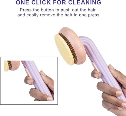 Self Cleaning Slicker Brush, Dog Cat Bunny Pet Grooming Shedding Brush - Easy to Remove Loose Undercoat, Pet Massaging Tool Suitable for Pets with Long or Short Hair (Coral & Purple)
