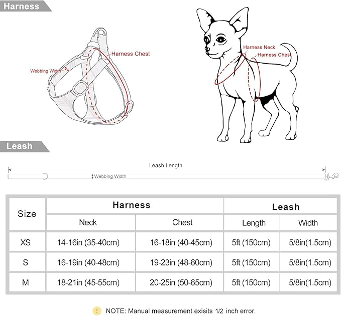 Beirui Small Dog Harness and Leash Set, No Pull Step-in Harness for Puppy, Lightweight Air Mesh Pet Harness for Small Dogs (Orange, XS)