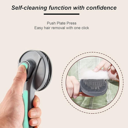 Pet Grooming Brush, Self Cleaning Slicker Brush, Removes Loose Hair & Tangles, Skin Friendly & Promotes Circulation, for Cats and Dogs with Short, Medium & Long Hair (2Pack, Green & Pink)