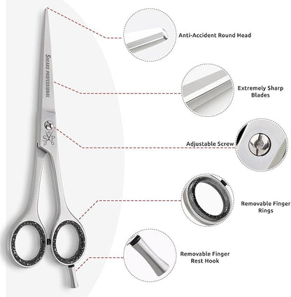 Hair Cutting Scissors, All Purpose 7 Inch Stainless Steel, Sharp Edge Blades, Dog Grooming Scissors, Hair Shears for Barber, Hairdressing Scissor for Haircut and Dogs