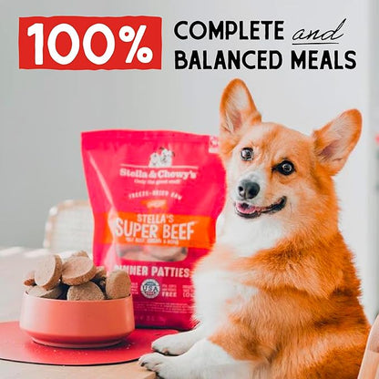 Stella & Chewy's Freeze Dried Raw Dinner Patties – Grain Free Dog Food, Protein Rich Stella’s Super Beef Recipe – 5.5 oz Bag